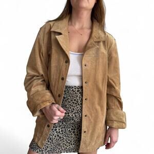 Tan suede jacket button up